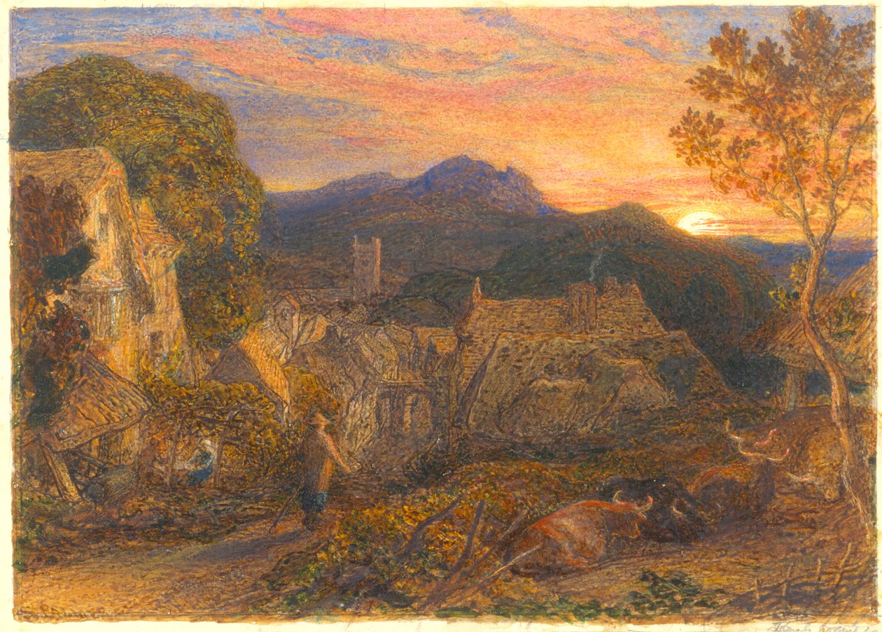 The Bellman，来自Il Penseroso，1881年（纸和纸上的阿拉伯树胶） 作者 塞缪尔·帕尔默（Samuel Palmer）