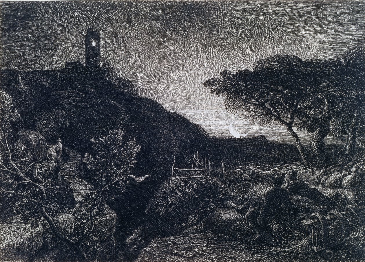 孤独的塔，1879年 作者 塞缪尔·帕尔默（Samuel Palmer）