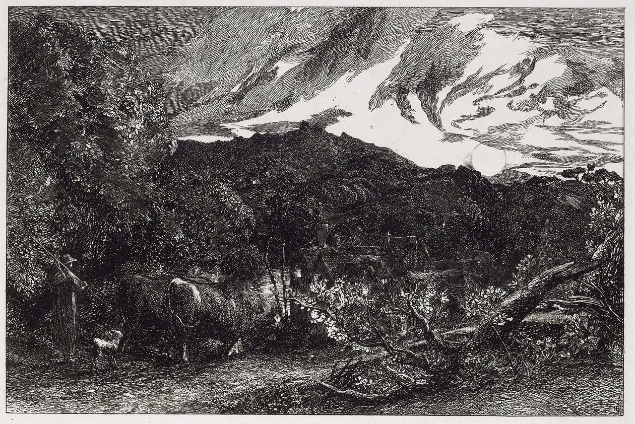 疲劳犁，1858年（蚀刻和干点） 作者 塞缪尔·帕尔默（Samuel Palmer）