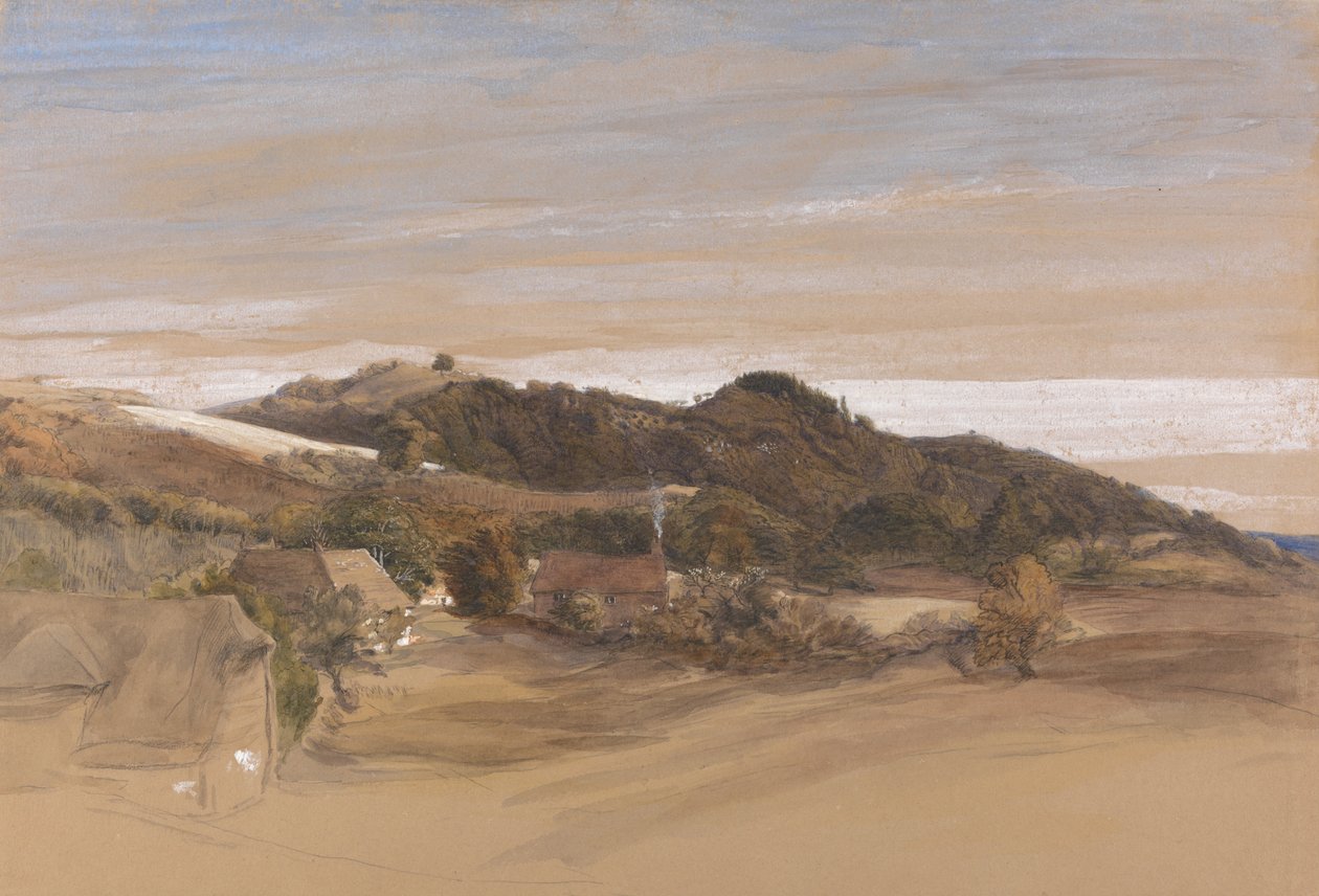 位于肯特郡Sevenoaks附近的Underriver Hills，来自J. Herries，Esq。 作者 塞缪尔·帕尔默（Samuel Palmer）