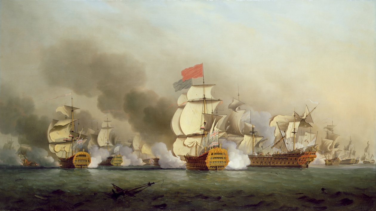 海军少将乔治安森爵士（1697-1762）胜利菲尼斯特雷角，1749年布面油画） 作者 塞缪尔·斯科特