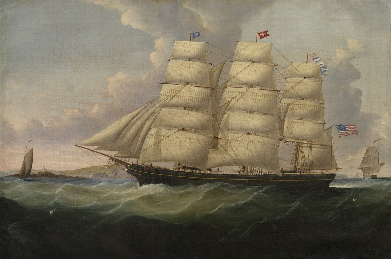 商船Robert L. Lane，1850年布面油画 作者 塞缪尔·沃尔特斯