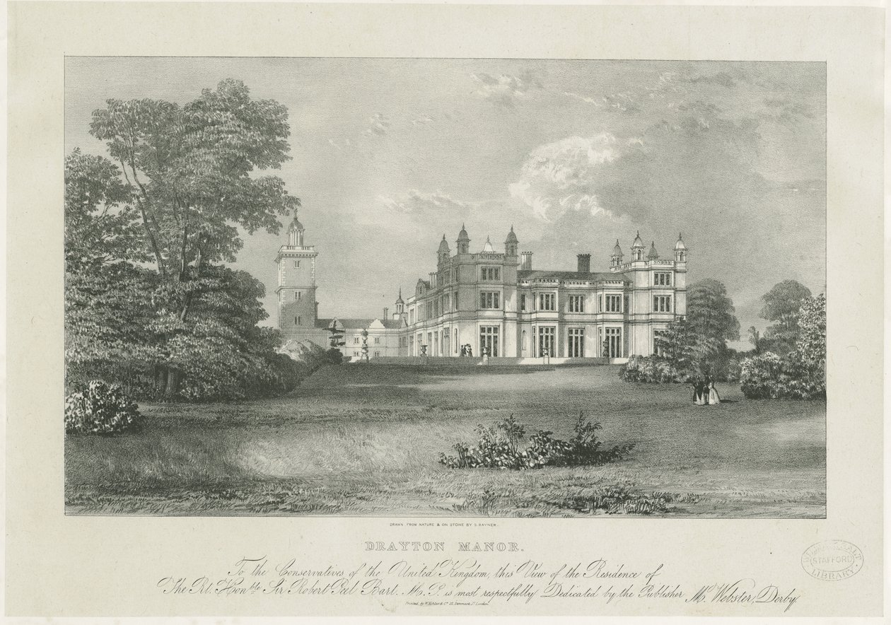德雷顿·巴塞特（Drayton Bassett）-“德雷顿庄园”（Drayton Manor）：版画，nd [？19thcent]（印刷） 作者 塞缪尔·雷纳