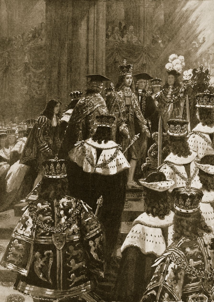 1714年10月20日乔治一世加冕仪式中的内化，来自“伦敦新闻画报”，1902年 作者 塞缪尔·贝格