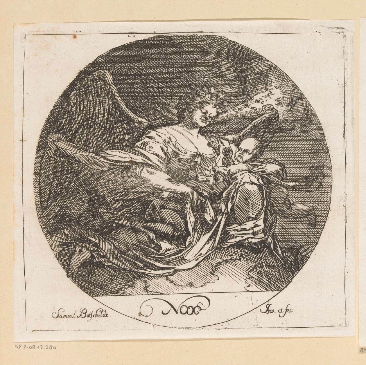 Nox (Nacht) Nox (title on object) Vier tijden van de dag (series title) Diverse ontwerpen (series title) Opera Varia Historica, Poetica & Iconologica (series title) 作者 塞缪尔·博茨柴尔德