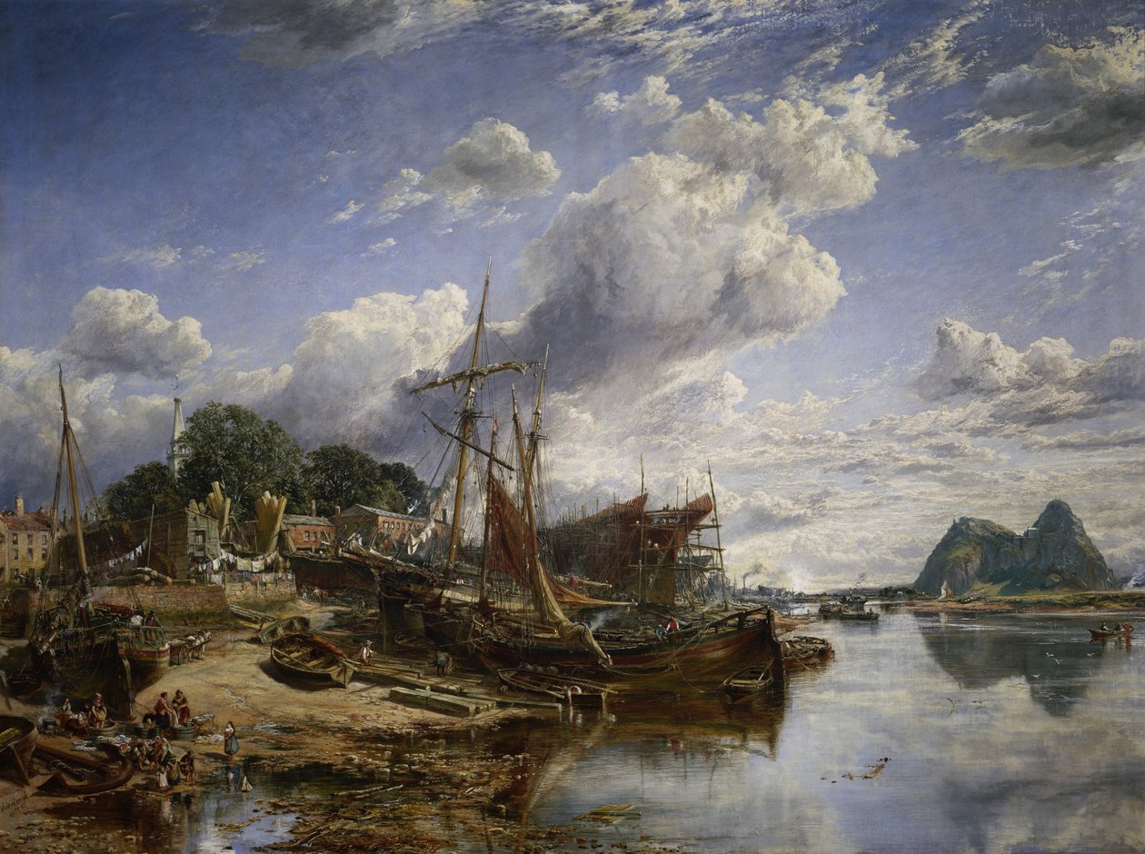 位于邓巴顿（苏格兰）的 Archibald McMillan et fils 公司造船厂，制造 "gabbarts"、苏格兰大船和钢架船 作者 塞缪尔·鲍
