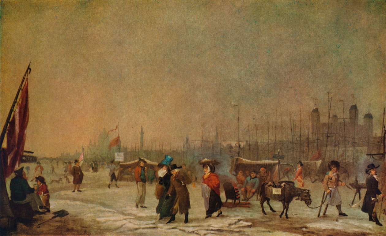 泰晤士河上的弗罗斯特（Frost on the Thames），1788-1789年，1930年。 作者 塞缪尔·科林斯