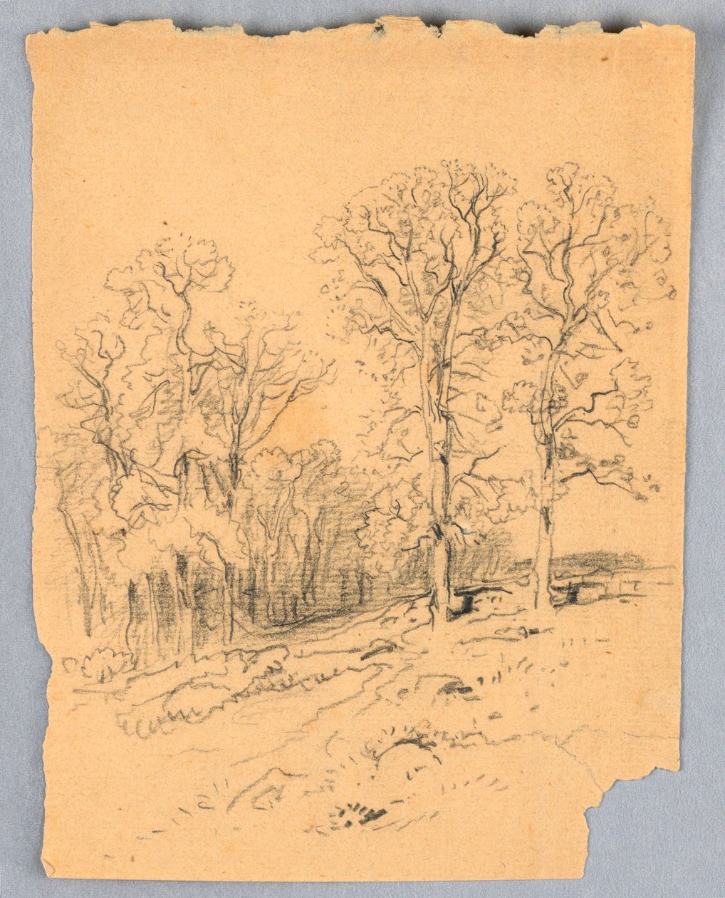 素描，带丘陵的乡村道路风景素描，约 1881 年 作者 塞缪尔·科尔曼（Samuel Colman）