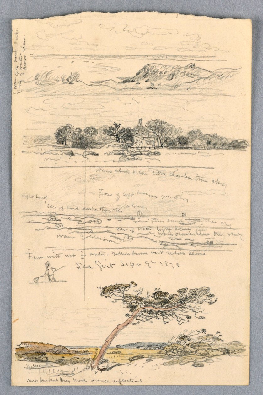 素描，新泽西州 Sea Girt 的素描，1878 年 9 月 作者 塞缪尔·科尔曼（Samuel Colman）