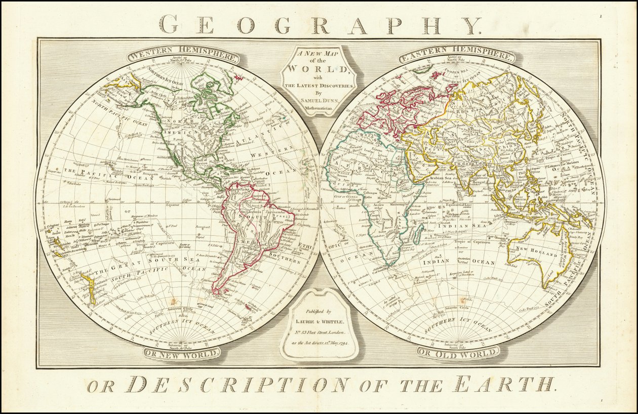 塞缪尔-邓恩绘制的 1794 年世界地图 作者 塞缪尔·邓恩