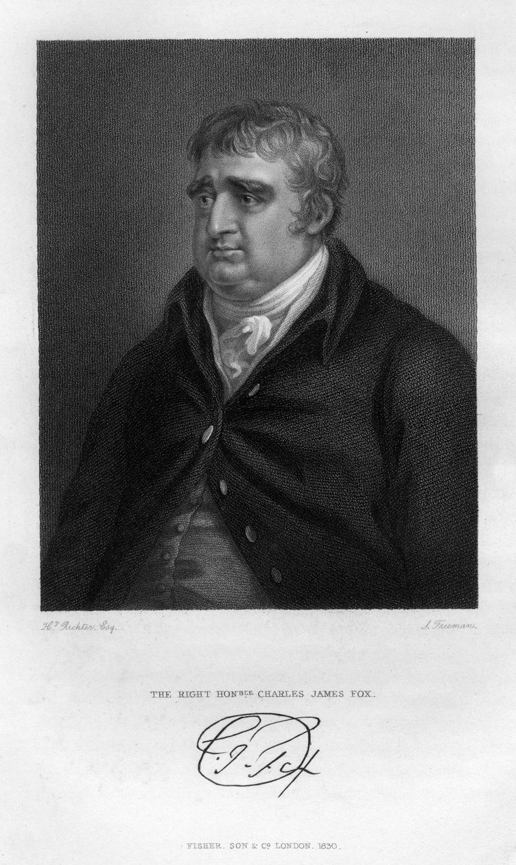 查尔斯·詹姆斯·福克斯（Charles James Fox）1749-1806年，辉格党人，1830年。 作者 塞缪尔·弗里曼