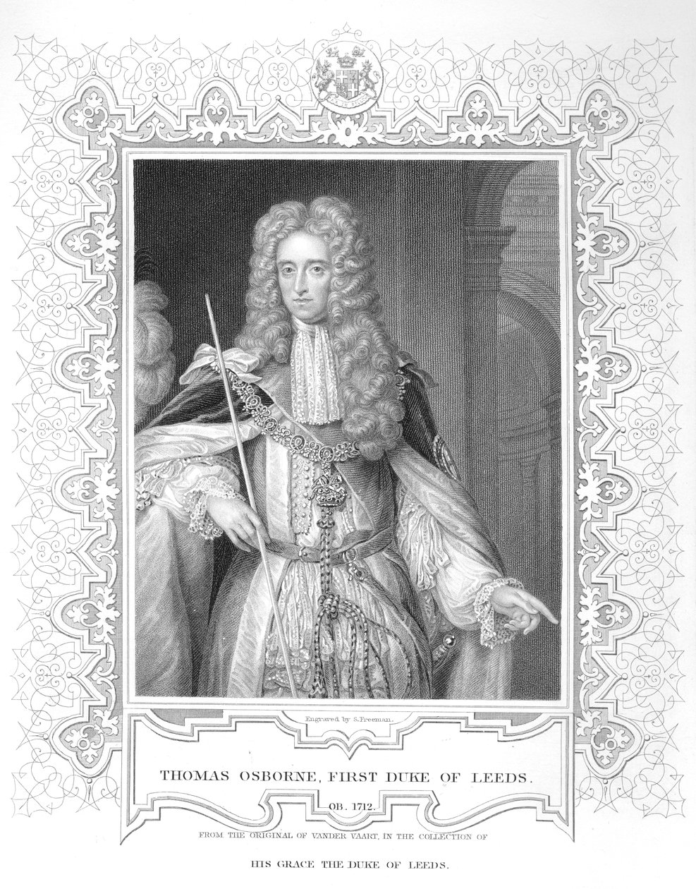 Thomas Osborne的肖像，雕刻（bw照片） 作者 塞缪尔·弗里曼