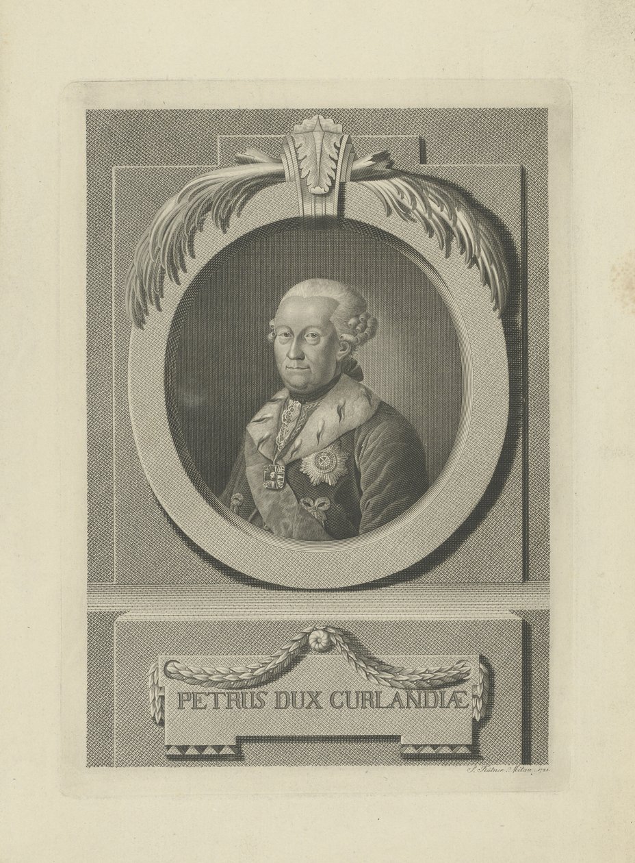 彼得-冯-比隆1724-1800，库尔兰和塞米加利亚公爵，1781年。 作者 塞缪尔·戈特利布·库特纳