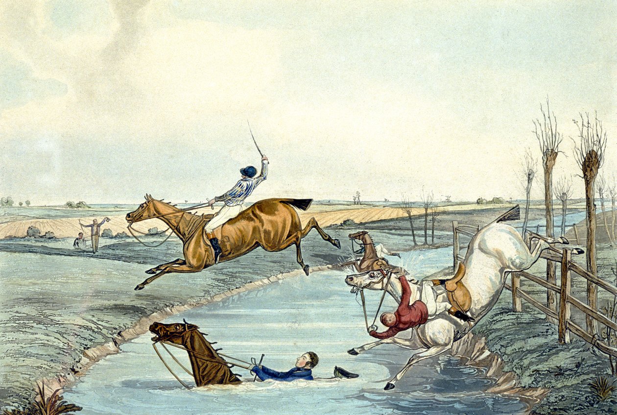 Second Mile, from Steeplechasing, engraved by Charles Hunt (1929-1900) (colour litho) 作者 塞缪尔·亨利（后）阿尔肯