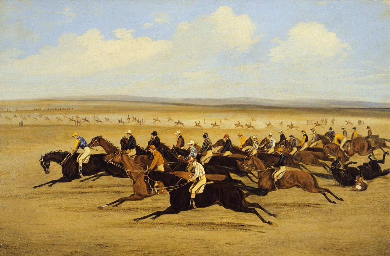 1850 年剑桥郡锦标赛：开始（布面油画）（另见 266407） 作者 塞缪尔·亨利·阿尔肯