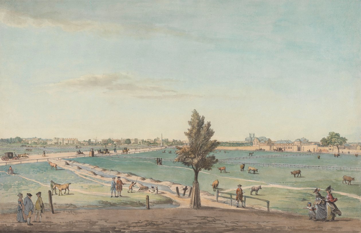 Kennington Common，1776年（纸笔上有钢笔，墨水，体色和石墨） 作者 塞缪尔（Samuel Hieronymous）格林