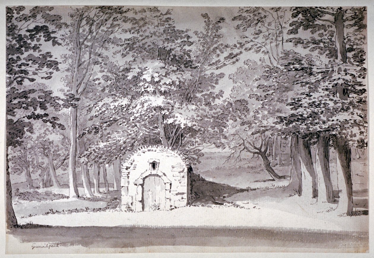 伦敦格林威治公园的一个冰室或管道，1772年 作者 塞缪尔·希罗尼穆斯·格林