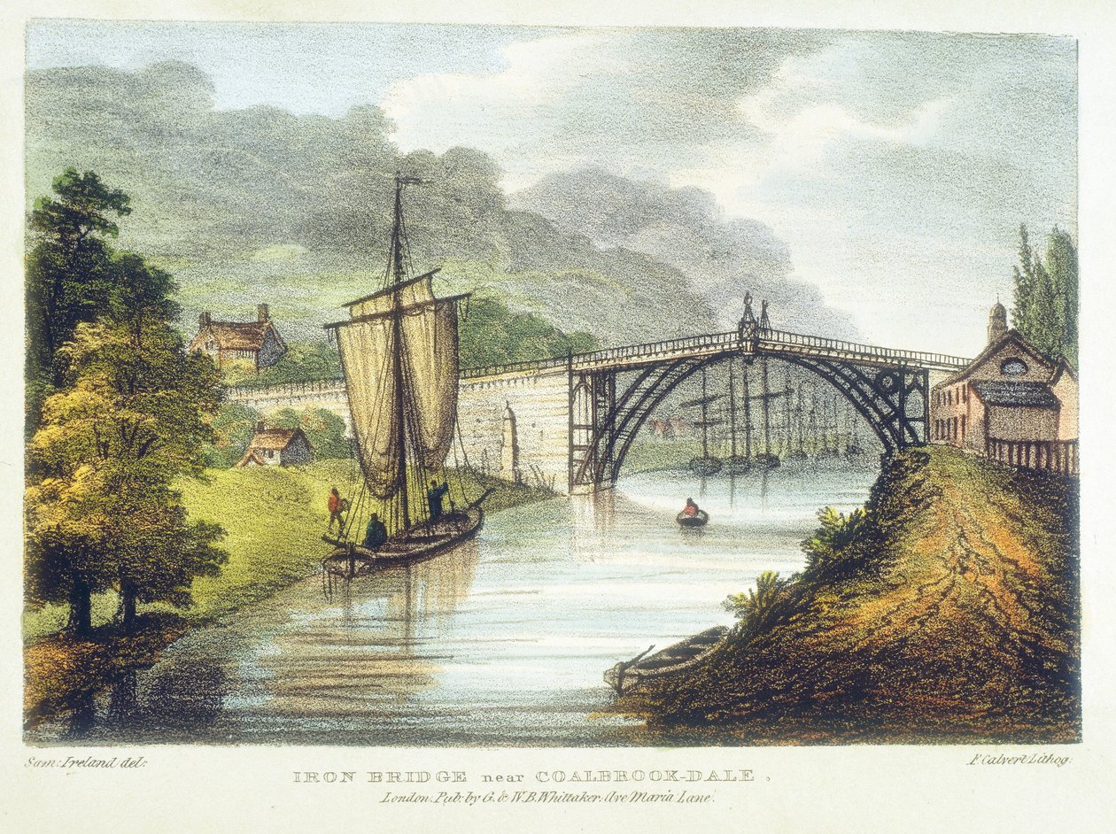 横跨塞文河的铁桥，位于英格兰Coalbrookdale的铁桥，建于1779年 1795年 作者 塞缪尔爱尔兰