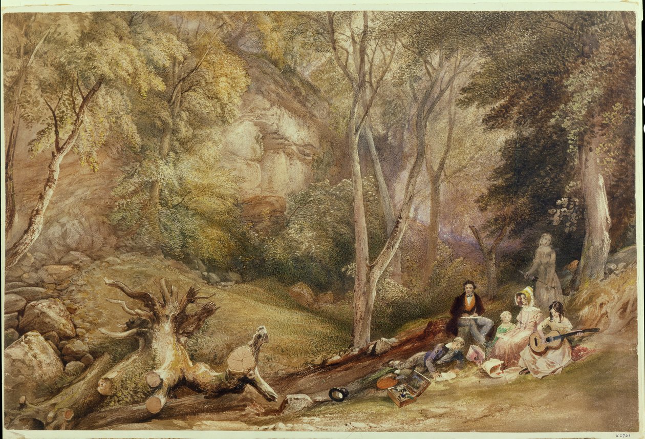 Leigh Woods 的素描派对，约 1830 年（纸上铅笔、水彩和体色） 作者 塞缪尔·杰克逊
