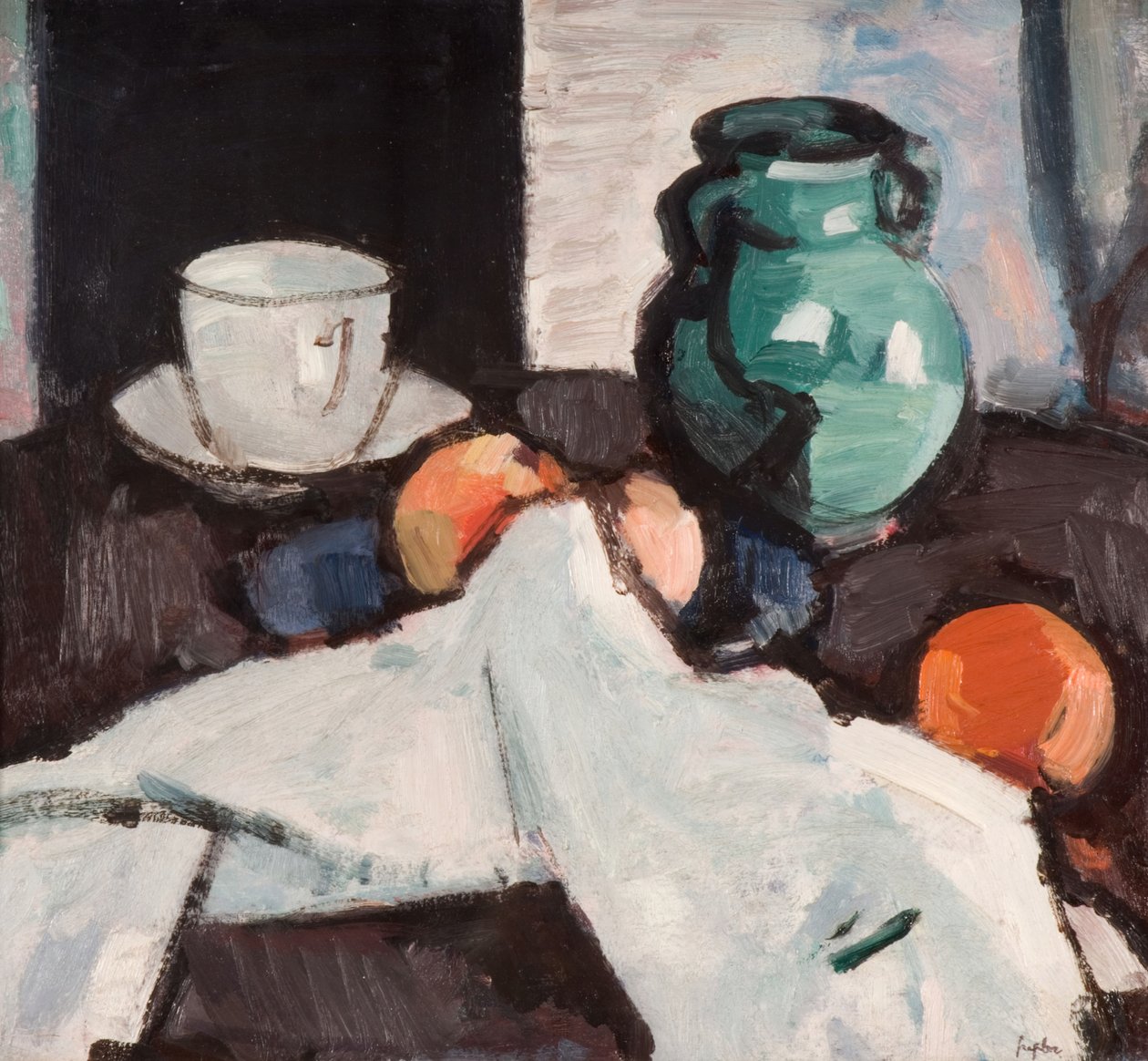 静物与水果碗、水壶、杯子和碟子，1927-29。 作者 塞缪尔·约翰·佩普洛