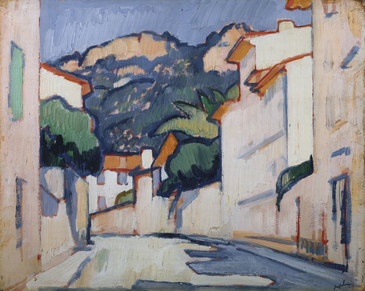 卡西斯（Cassis），街景，摄于1913年（面板上的油） 作者 塞缪尔·约翰·佩普洛