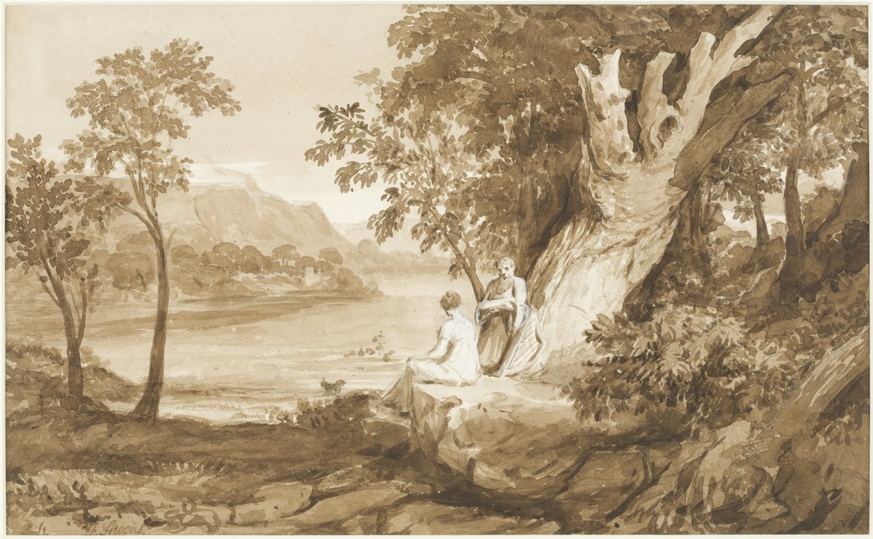 插图到Comus，1811年（笔和墨水在纸上洗） 作者 塞缪尔·约翰·史坦普