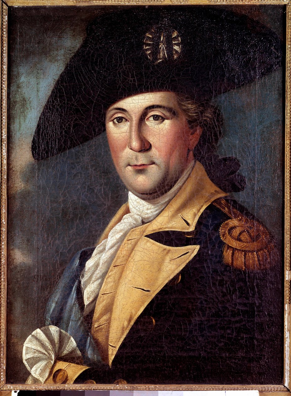 Portrait of George Washington (1732-1789) representative in costume Portrait of George Washington (1732-1789) representative in general costume, with the scarf of commander-in-chief of the continental army - Painting by Samuel King (1748-1819) 作者 塞缪尔·金
