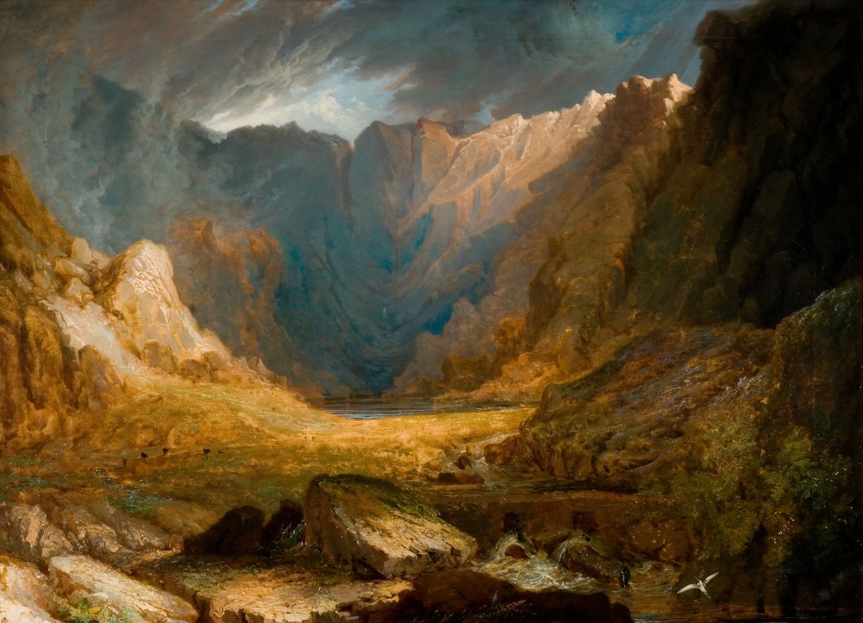 Llyn Idwal，北威尔士，1810-1850。   作者 塞缪尔·莱恩斯