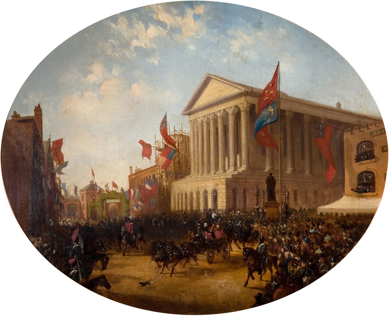 剑桥公爵离开市政厅，伯明翰，1857年。 作者 塞缪尔·莱恩斯