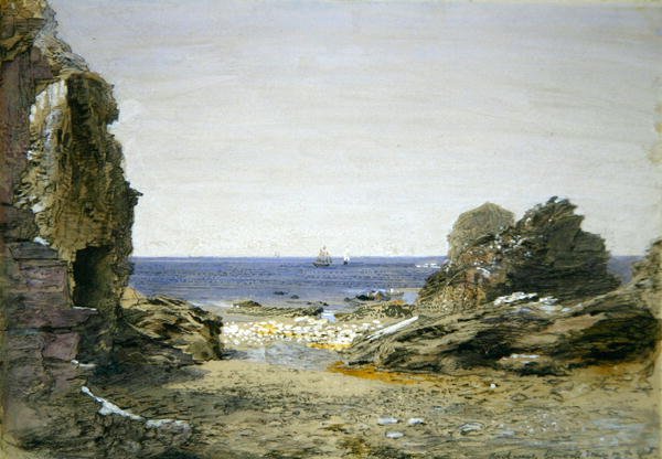 康沃尔郡廷塔格尔附近的后路（纸上水彩画） 作者 塞缪尔·帕尔默（Samuel Palmer）
