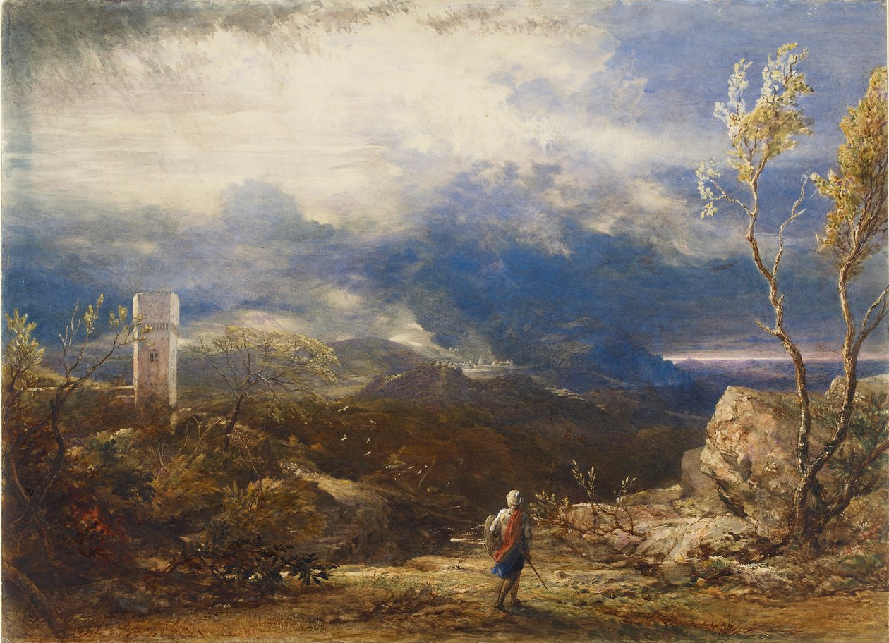 朝圣者的进步》中的基督徒下到耻辱谷，1848年 作者 塞缪尔·帕尔默（Samuel Palmer）