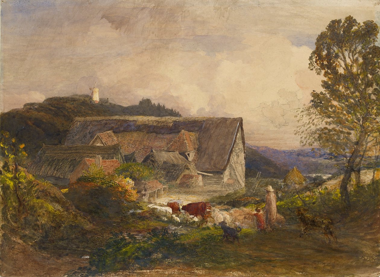 普林斯里斯伯勒的农场院子，1845年 作者 塞缪尔·帕尔默（Samuel Palmer）