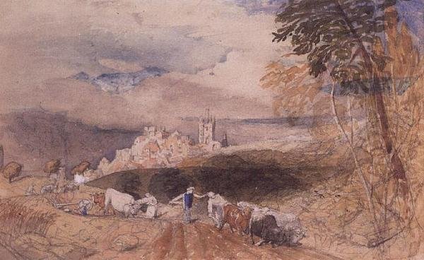 农民耕作的丘陵景观（水彩画 作者 塞缪尔·帕尔默（Samuel Palmer）