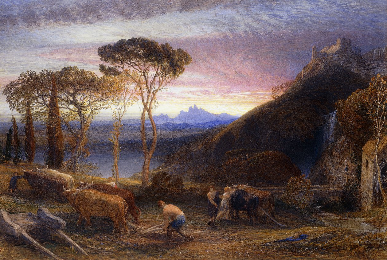 米尔顿（Milton）的“ Lycidas”插图，摄于1864年（水彩以车身色增强） 作者 塞缪尔·帕尔默（Samuel Palmer）