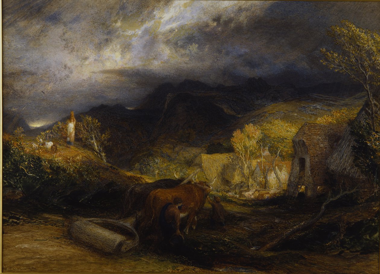 早上（船上水彩和体色） 作者 塞缪尔·帕尔默（Samuel Palmer）