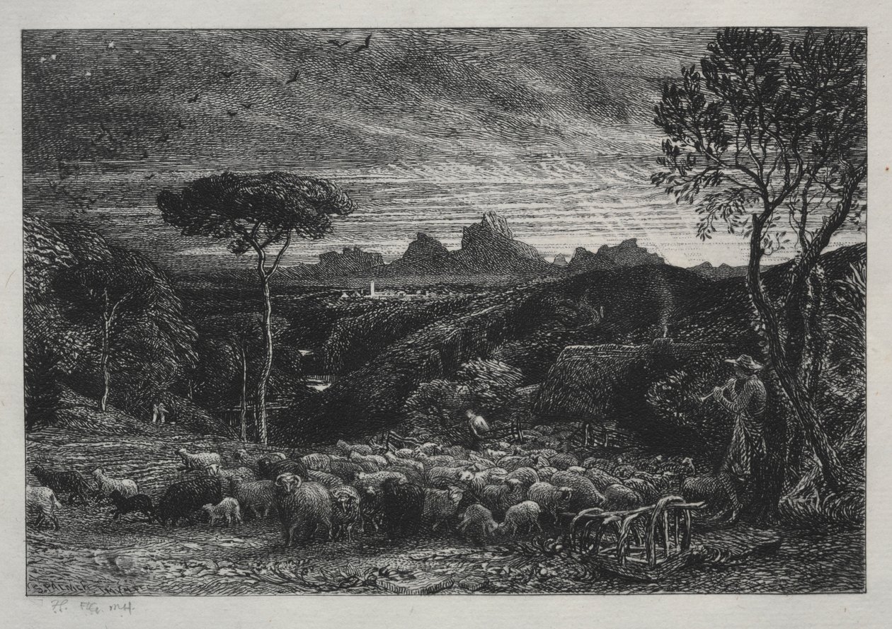 打开折页，1880年。 作者 塞缪尔·帕尔默（Samuel Palmer）
