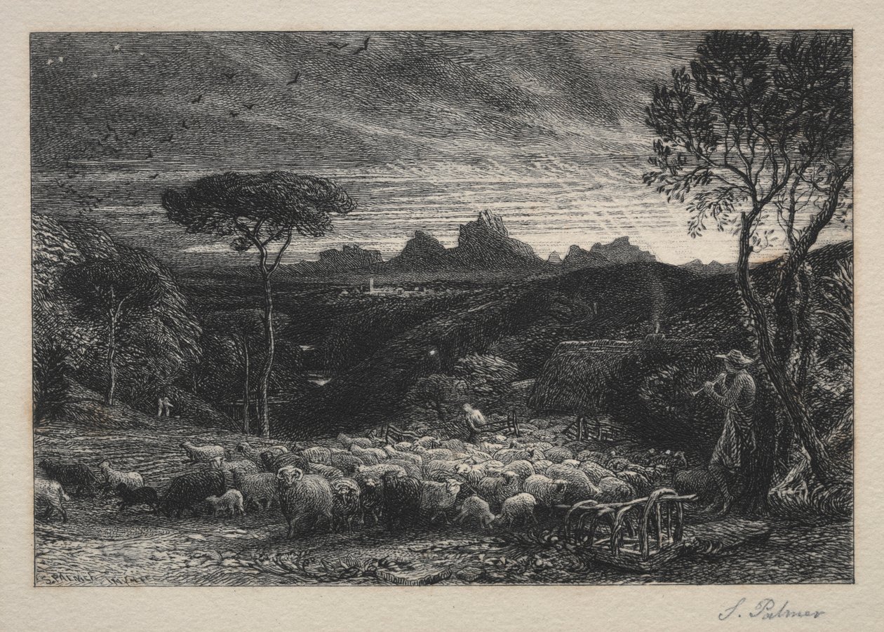 打开折页，1880年。 作者 塞缪尔·帕尔默（Samuel Palmer）