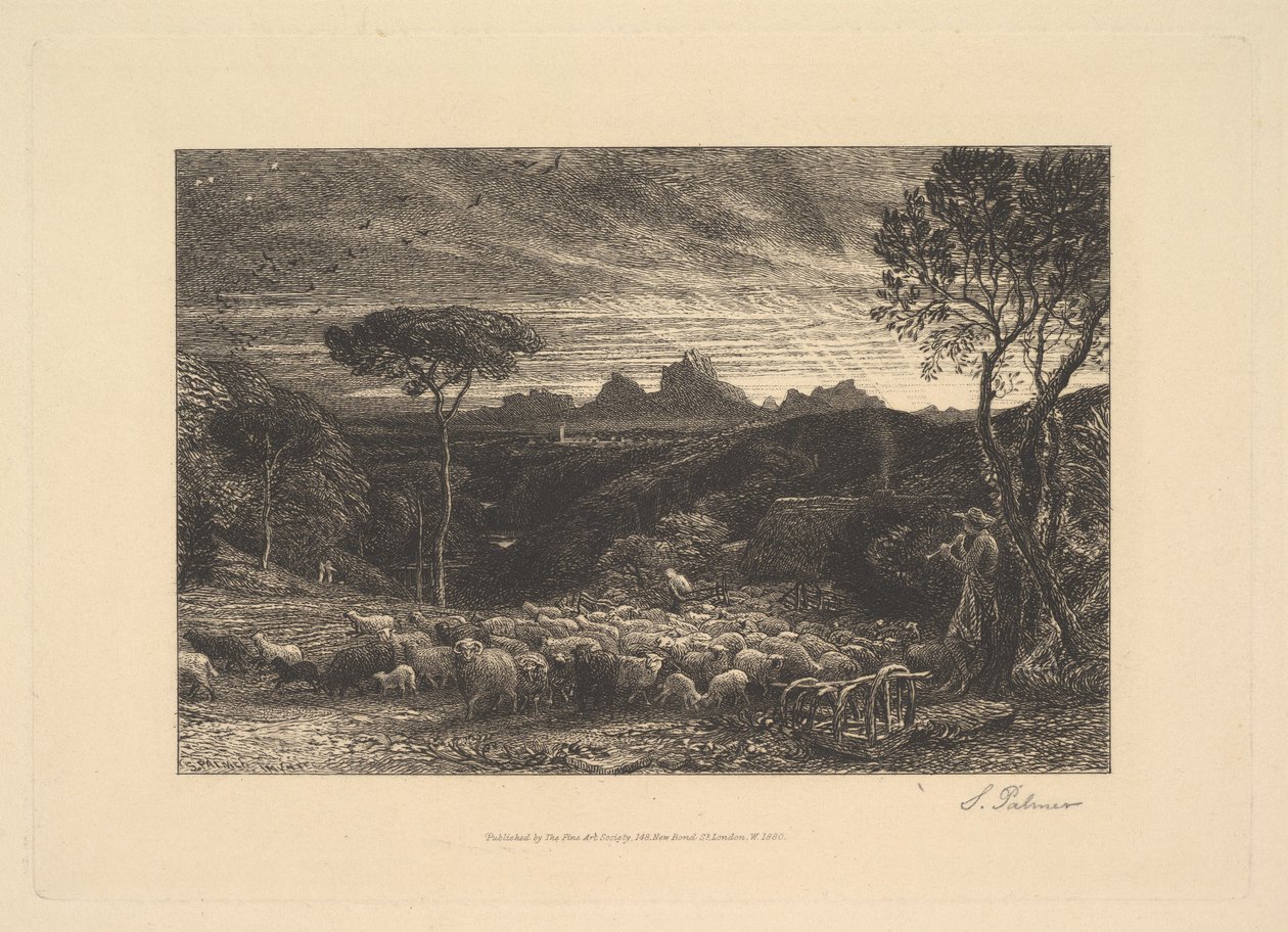 打开折叠，或1880年清晨。 作者 塞缪尔·帕尔默（Samuel Palmer）