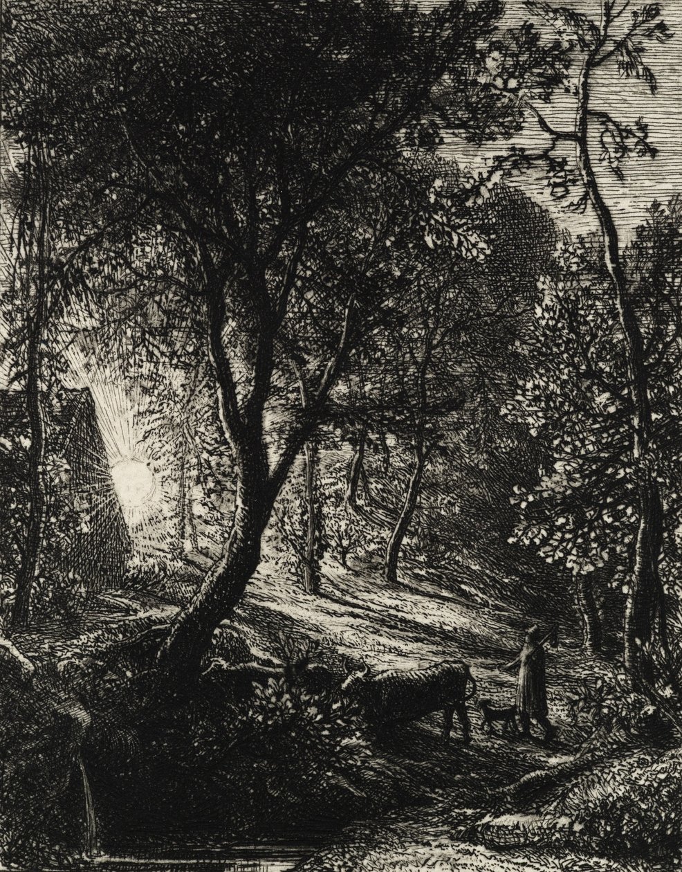 牧民的小屋，或夕阳，1850年。 作者 塞缪尔·帕尔默（Samuel Palmer）