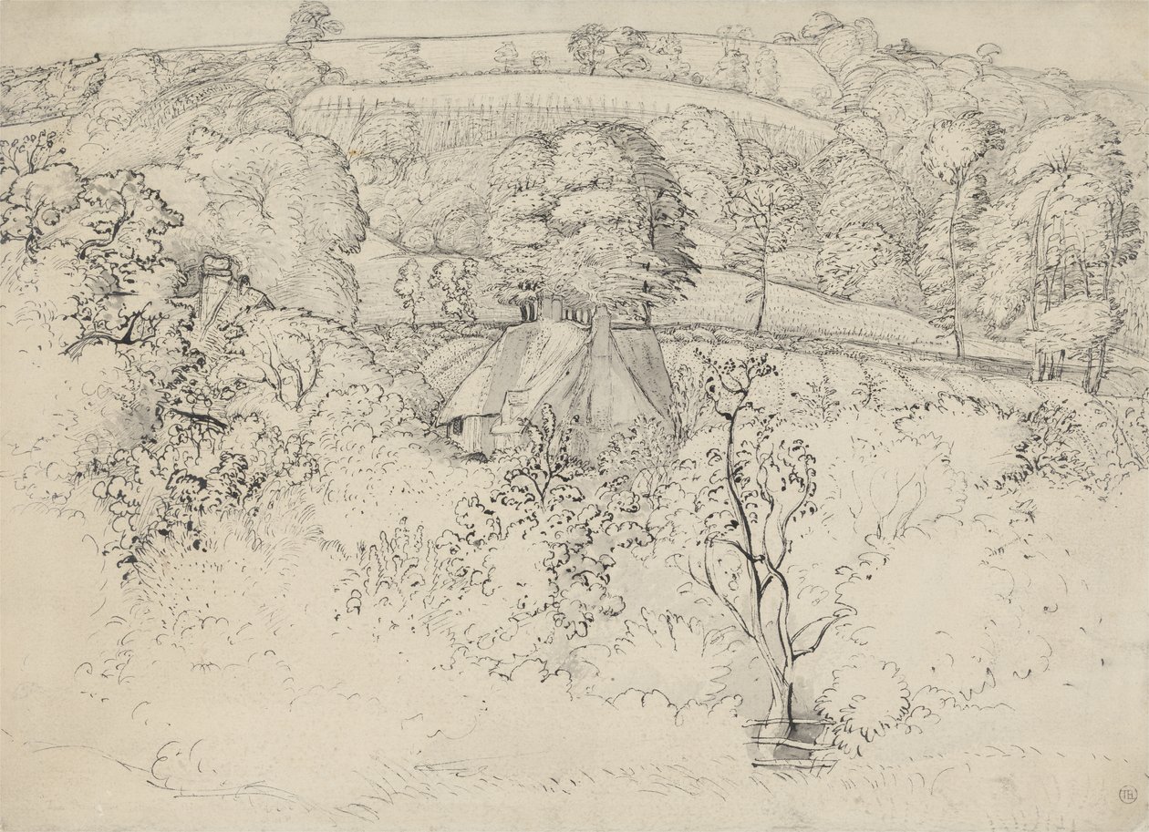 肖勒姆原始小屋（钢笔，墨水和纸本水洗） 作者 塞缪尔·帕尔默（Samuel Palmer）