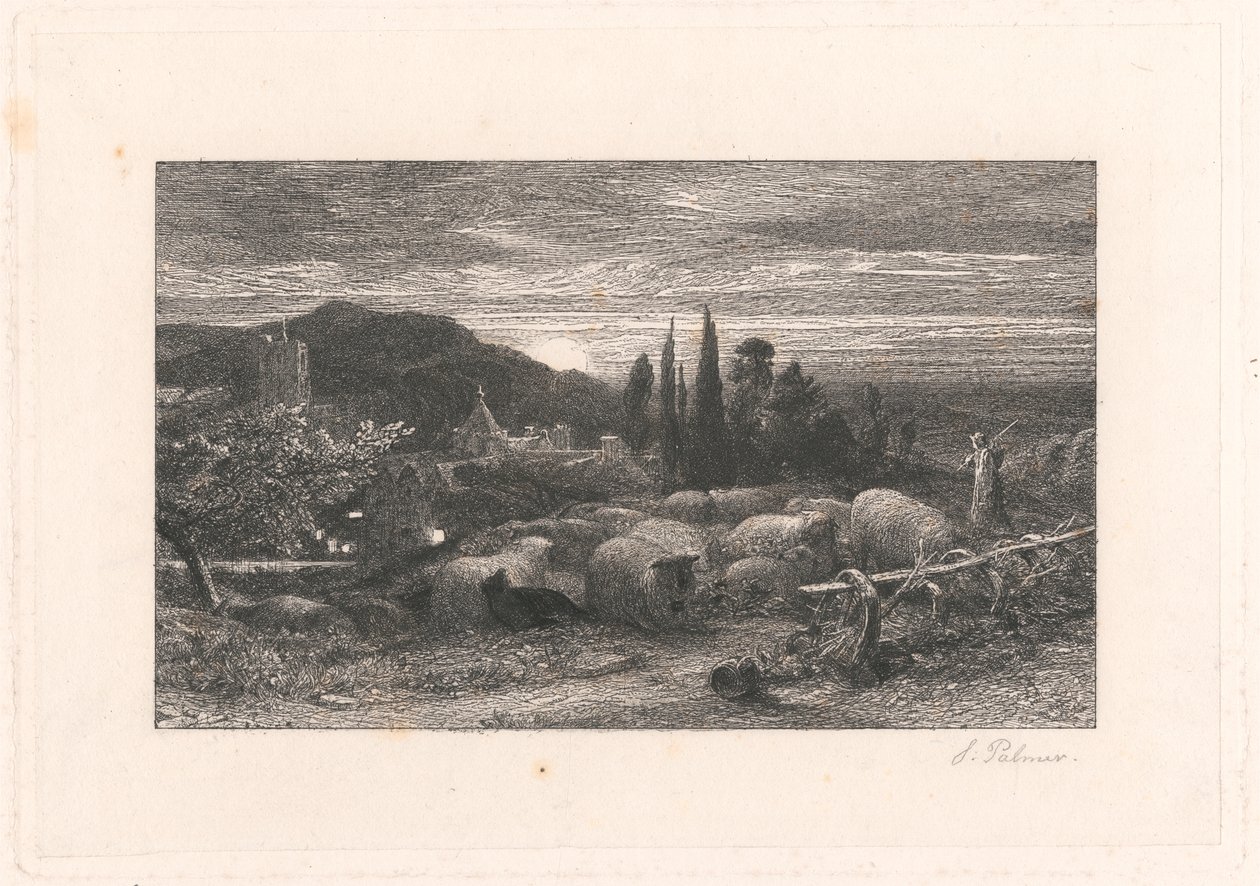 升起的月亮 作者 塞缪尔·帕尔默（Samuel Palmer）
