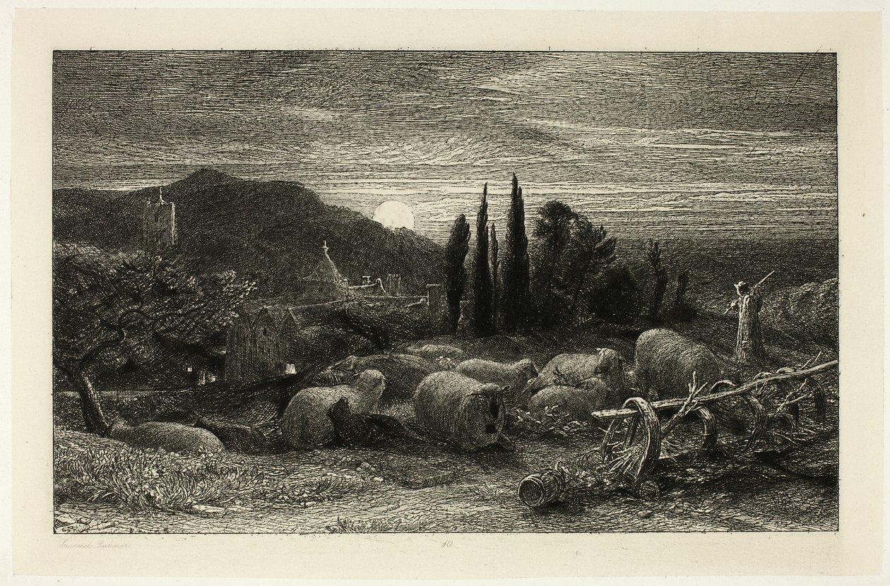 升起的月亮 作者 塞缪尔·帕尔默（Samuel Palmer）