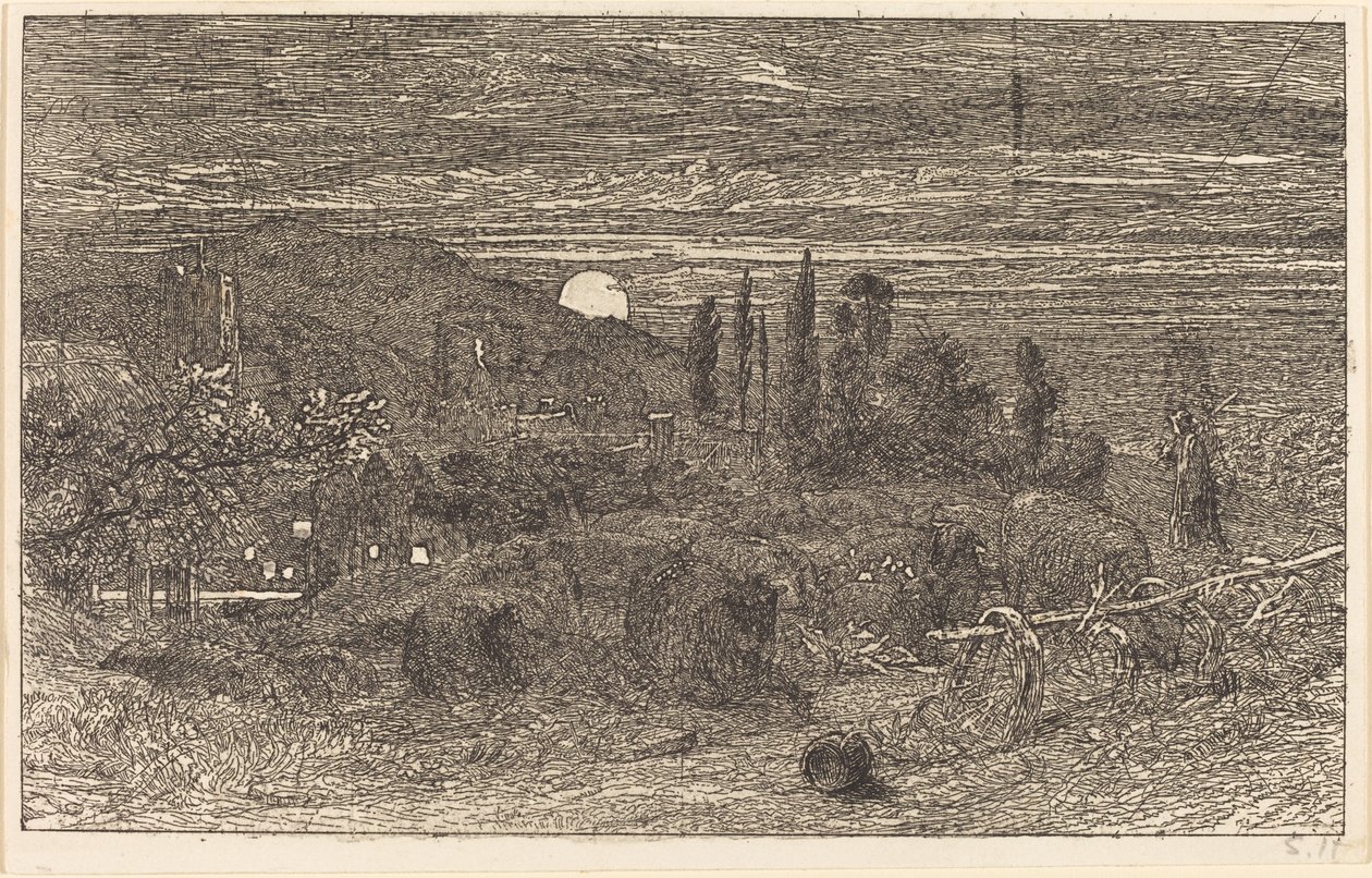 冉冉升起的月亮，或英国田园诗 作者 塞缪尔·帕尔默（Samuel Palmer）