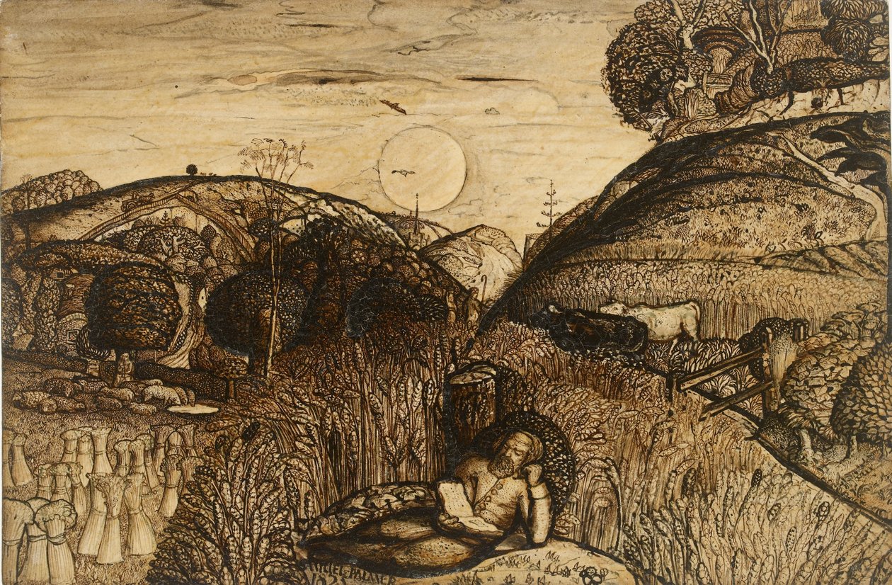 1825年，满是玉米的山谷。 作者 塞缪尔·帕尔默（Samuel Palmer）