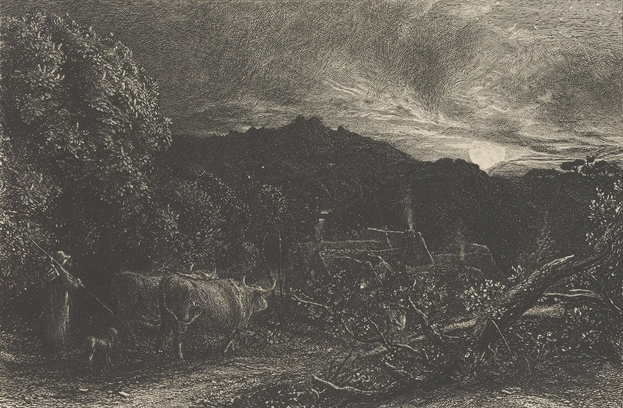 疲惫的耕夫》，或《牧人》，或《Tardus Bubulcus》，始于1858年。 作者 塞缪尔·帕尔默（Samuel Palmer）
