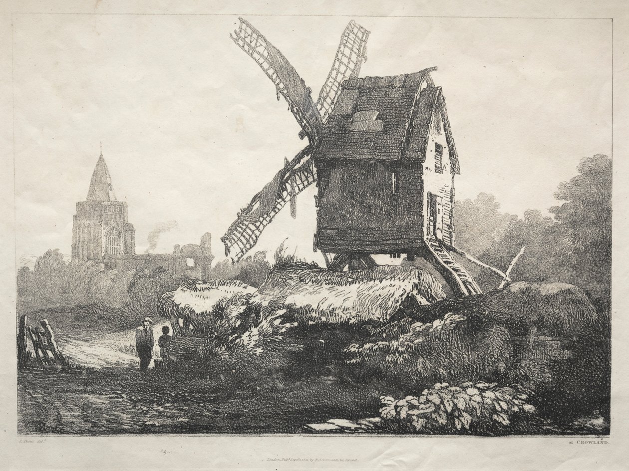 英格兰北部的一系列古建筑和乡村小屋：克劳兰（Crowland），风车，182岁 作者 塞缪尔·普鲁特
