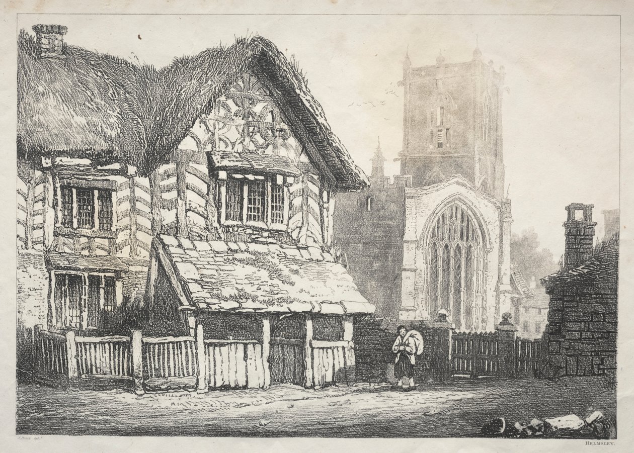 英格兰北部的一系列古代建筑和乡村小屋：赫尔姆斯利，1821年。 作者 塞缪尔·普鲁特