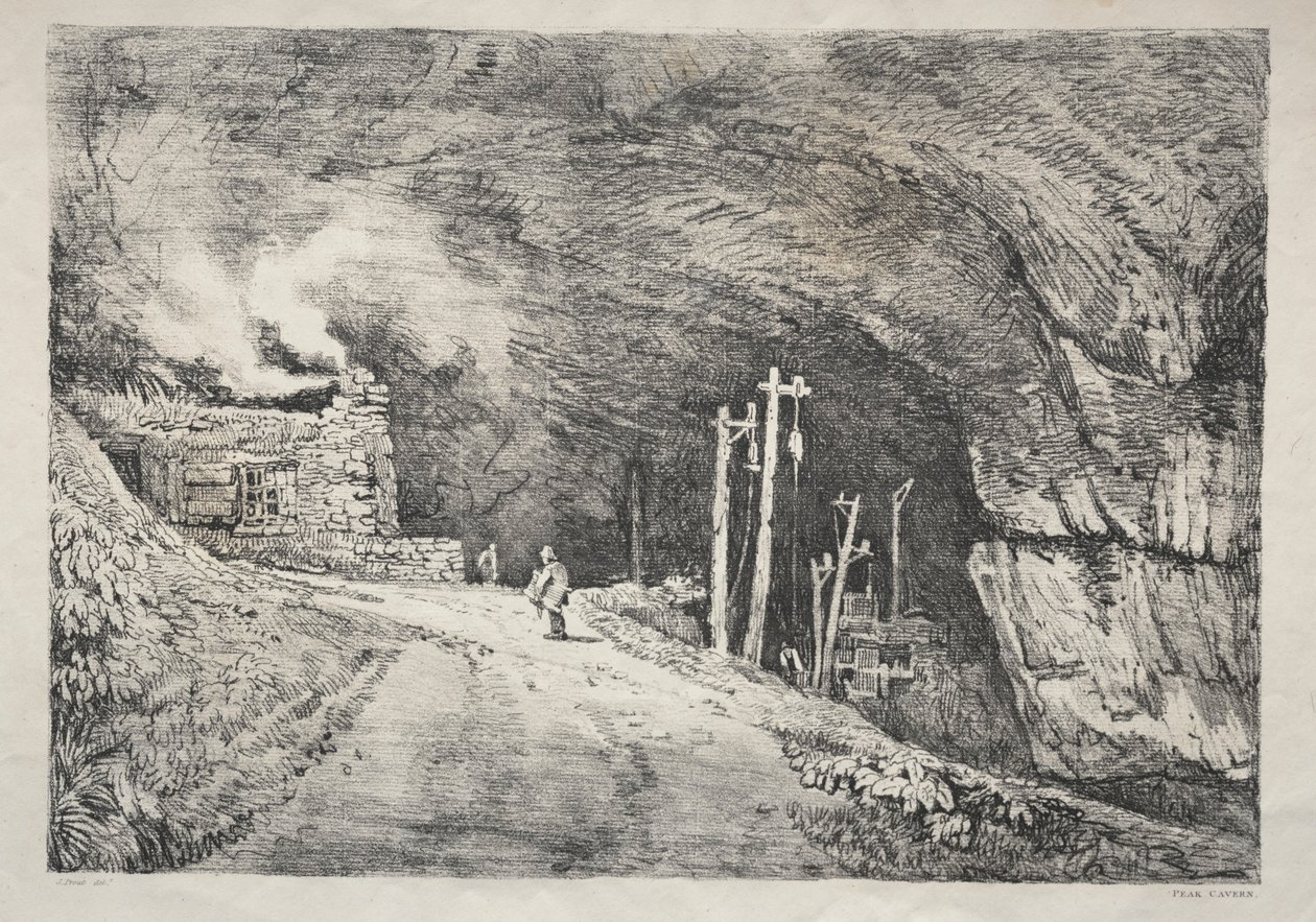 英格兰北部的一系列古建筑和乡村小屋：山顶洞穴，1821年。 作者 塞缪尔·普鲁特