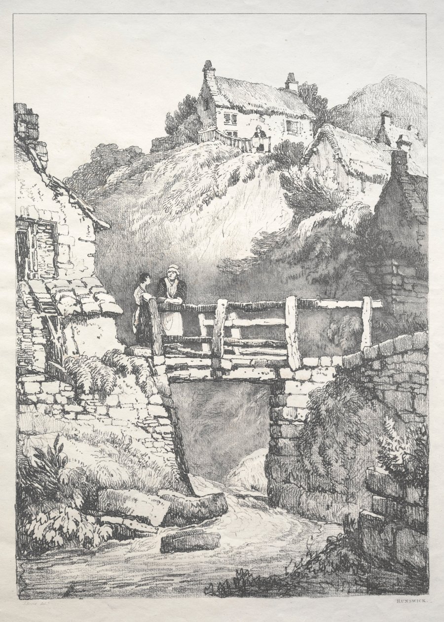 英格兰北部的一系列古建筑和乡村小屋：Runswick，1821年。 作者 塞缪尔·普鲁特