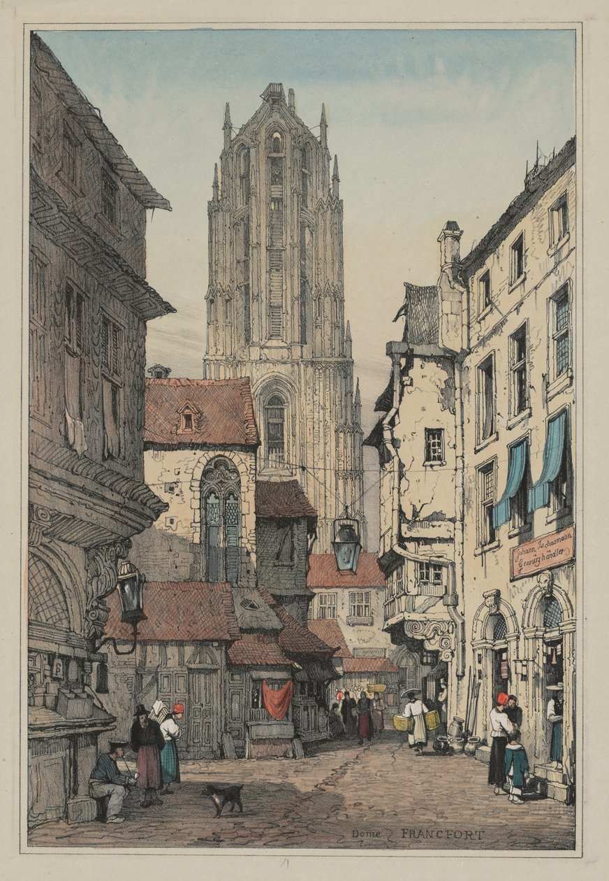 法兰德斯和德国制造的素描拟稿：Dome，Francfort，c。 1833年。 作者 塞缪尔·普鲁特